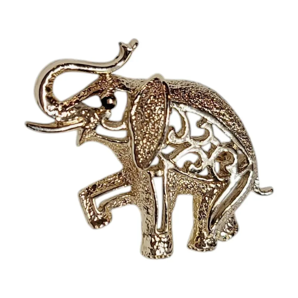 Vintage Sarah Coventry Cut Our Gold Tone Elephant Brooch